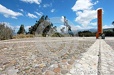 Equator Line monument, marks the point through which the equator passes, Cayambe, Ecuador Stock Photo