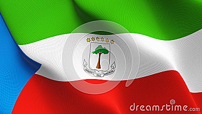 Equatorial Guinea flag waving on wind. Stock Photo