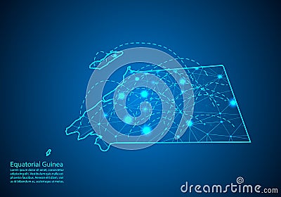 equatorial Guinea map with nodes linked by lines. concept of global communication and business. Dark equatorial Guinea map create Vector Illustration