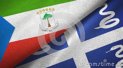 Equatorial Guinea and Martinique snake two flags textile cloth, fabric texture Stock Photo