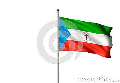 Equatorial Guinea national flag waving isolated white background realistic 3d illustration Cartoon Illustration