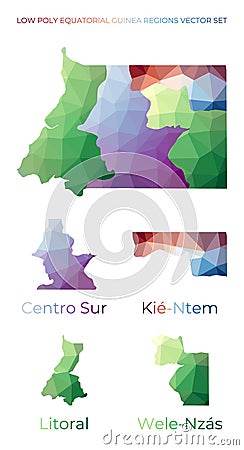 Equatorial Guinean low poly regions. Vector Illustration