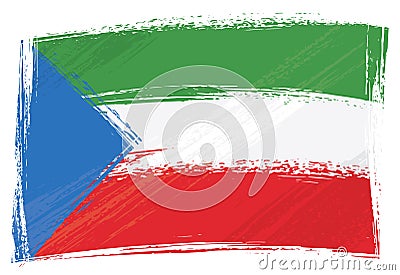 Grunge painted Equatorial Guinean flag Vector Illustration