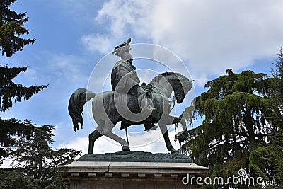 Bronze statue of Vittorio Emanuele in Perugia Stock Photo