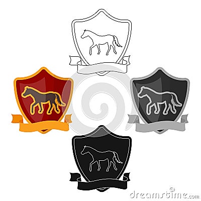 Equestrian blaze icon in cartoon,black style isolated on white background. Hippodrome and horse symbol stock vector Vector Illustration