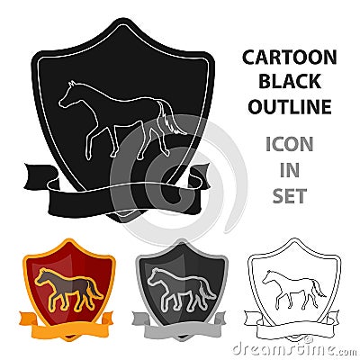 Equestrian blaze icon in cartoon style isolated on white background. Hippodrome and horse symbol stock vector Vector Illustration