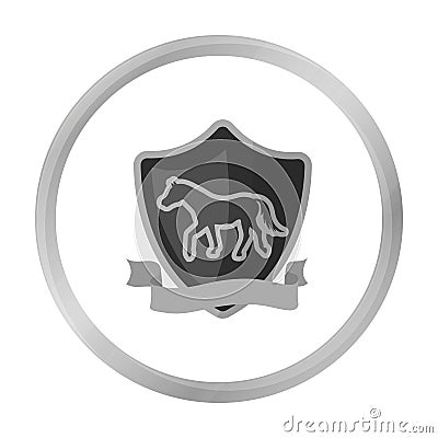 Equestrian blaze icon in monochrome style isolated on white background. Hippodrome and horse symbol stock vector Vector Illustration