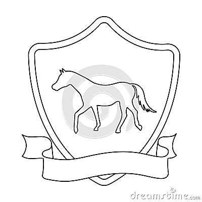 Equestrian blaze icon in outline style isolated on white background. Hippodrome and horse symbol stock vector Vector Illustration