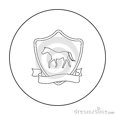 Equestrian blaze icon in outline style isolated on white background. Hippodrome and horse symbol stock vector Vector Illustration