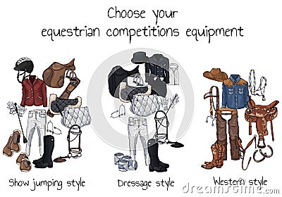 Equestrian competitions equipment Vector Illustration