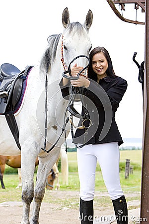 Equestrian with horse Stock Photo