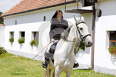 Equestrian on horseback Stock Photo