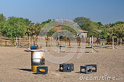 Equestrian jumping ring Stock Photo