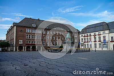 Equestrian monument of Johann Wilhelm II (Jan Wellem) and Old To Editorial Stock Photo