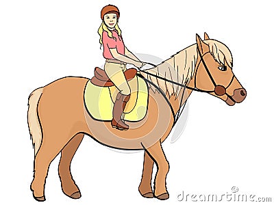 Equestrian sport for children. Vector illustratio. Isolated object on white background Vector Illustration