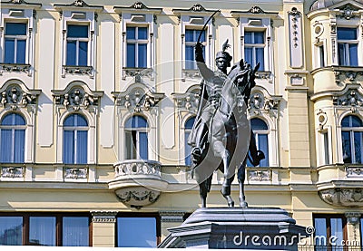 Equestrian Statue of Ban Jelacic at Zagreb City Centre Capital Croatia Stock Photo
