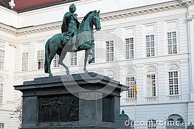 Equestrian statue of Emperor Joseph II Josefsplatz Stock Photo