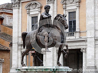 Equestrian Statue of Emperor Marcus Aurelius Editorial Stock Photo