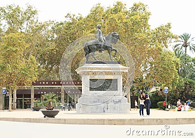 Equestrian statue of General Prim in Barcelona Editorial Stock Photo
