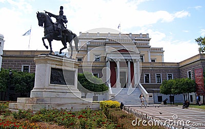 Equestrian statue of General Theodoros Kolokotronis, in front of the Old Parliament House, Athens, Greece Editorial Stock Photo