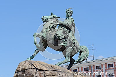 Equestrian statue of Hetman Bogdan Khmelnytsky in Kiev, Ukraine Stock Photo