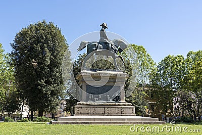 Equestrian statue of King Charles Albert of Savoy in the gardens of the Quirinale Stock Photo