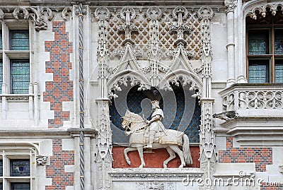 Equestrian statue of Ludwig the 12th at castle in Blois Stock Photo