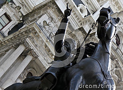 Equestrian statue Major General John Fulton Reynolds at Philadelphia City Hall Stock Photo