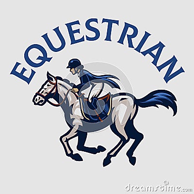 Equestrian Women Horse Rider Mascot Vector Illustration
