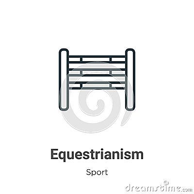 Equestrianism outline vector icon. Thin line black equestrianism icon, flat vector simple element illustration from editable sport Vector Illustration