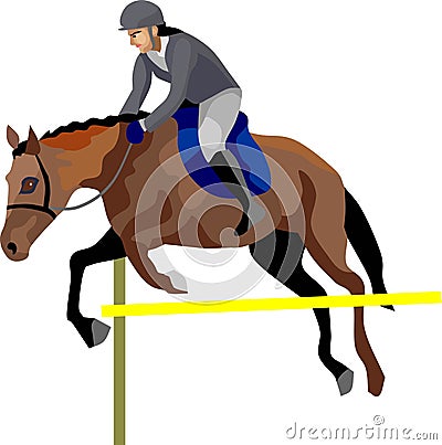 Equestrianism Sport People Ride Horse Vector Vector Illustration