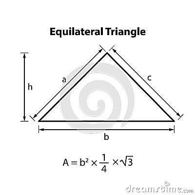 Equilateral Triangle Formula Area. Geometric shapes. isolated on white background. Vector Illustration