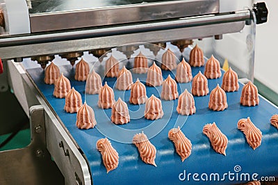 Equipment blanks of dough, a machine for stacking cookies with the diaphragm, the production of biscuits Stock Photo