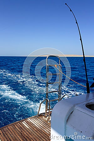 Equipment on boat for sea fishing Stock Photo
