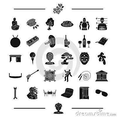 Equipment, crime and other web icon in black style.alcohol, organs, furniture icons in set collection. Vector Illustration