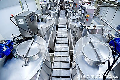 Equipment at dairy plant Stock Photo