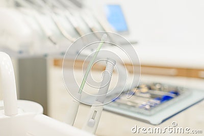Equipment and dental instruments in dentist's office Stock Photo