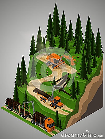 Equipment for forestry industry. Vector Illustration