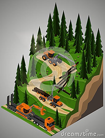 Equipment for forestry industry. Vector Illustration