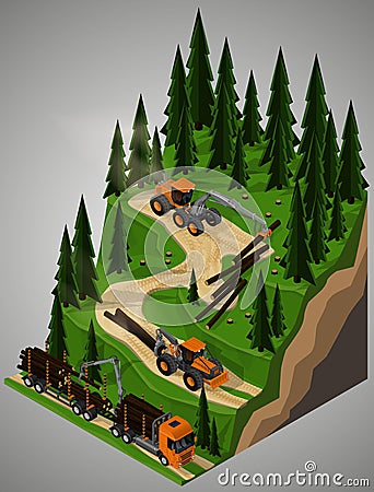 Equipment for forestry industry. Vector Illustration