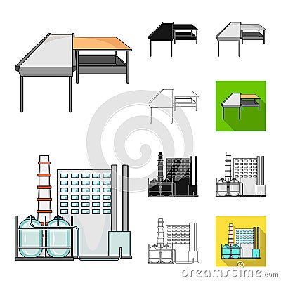 Equipment and machine cartoon,black,flat,monochrome,outline icons in set collection for design.Technical progress of the Vector Illustration