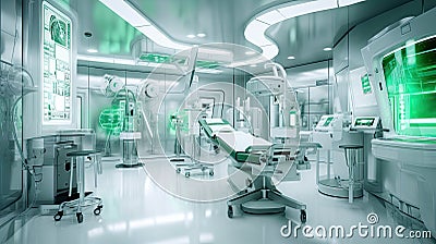 Equipment and medical devices in hybrid operating room, Surgical procedures , operating room of Future Stock Photo