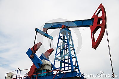Equipment for the oil industry. Oil pumps, pressure gauges, valves and valves Stock Photo