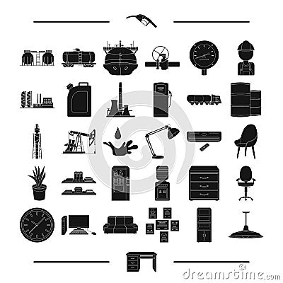 Equipment, progress, ecology and other web icon in black style. table, industry, furniture, icons in set collection. Vector Illustration