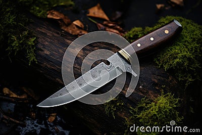 Equipment sharp background steel wooden metallic blade wood tool handle knife cut Stock Photo