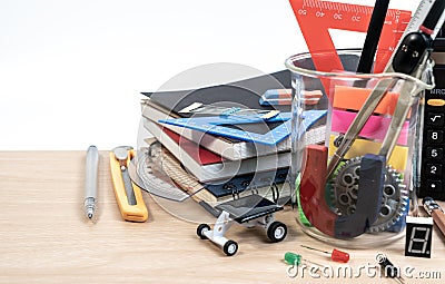 Equipment of STEM education, Science, Technology, Engineering, Mathematics. Stock Photo