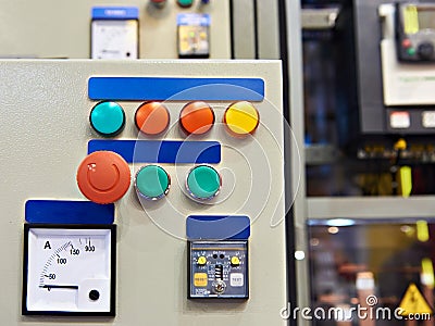 Equipment and systems control stand in industrial plant Stock Photo