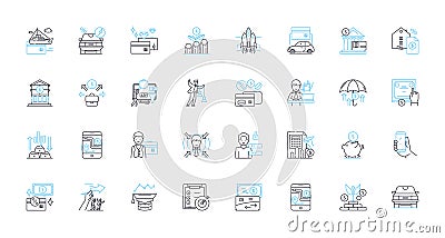 Equity market linear icons set. Stocks, Investments, Trading, Financial, Profit, Loss, Shareholders line vector and Vector Illustration