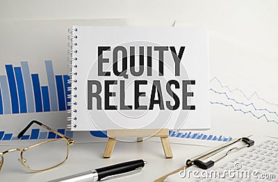 Equity Release words on notepad. Business concept Stock Photo