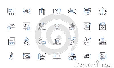 Equity trading line icons collection. Stocks, Trading, Investments, Shareholder, Portfolios, Bonds, Commodities vector Vector Illustration